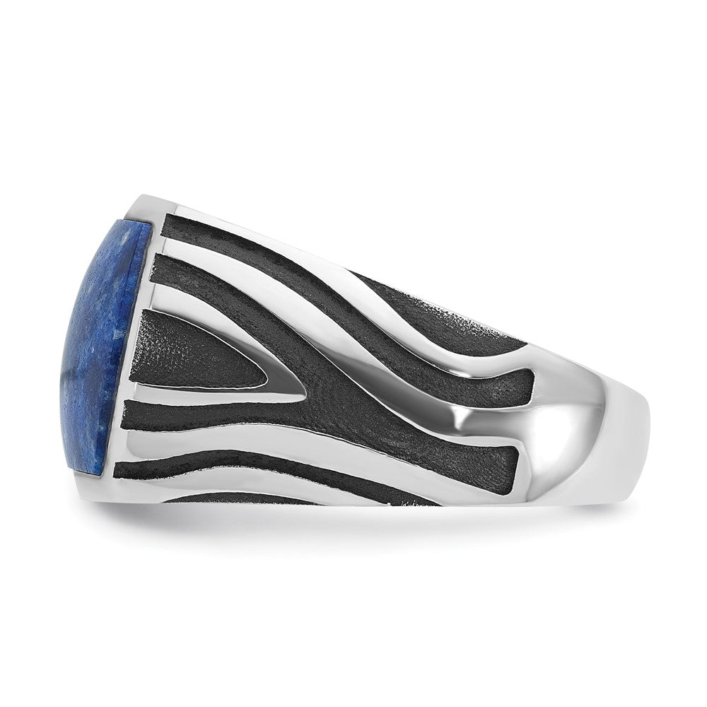 14k White Gold w/Black Rhod IBGoodman Men's Lapis Complete Ring