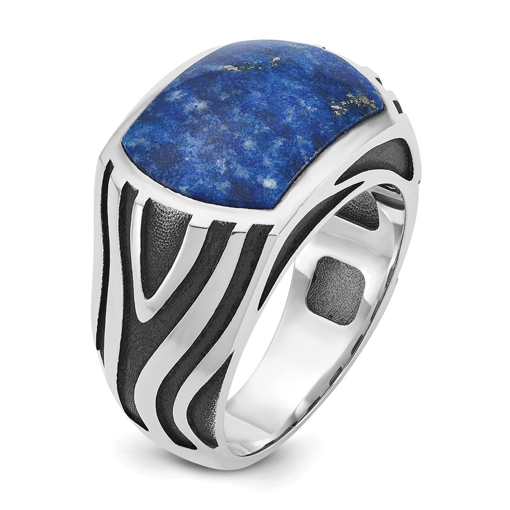 14k White Gold w/Black Rhod IBGoodman Men's Lapis Complete Ring