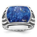 14k White Gold w/Black Rhod IBGoodman Men's Lapis Complete Ring