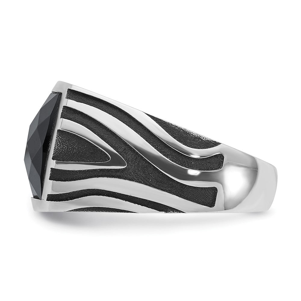 14k White Gold IBGoodman Men's Black Rhodium Onyx Complete Ring