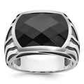 14k White Gold IBGoodman Men's Black Rhodium Onyx Complete Ring
