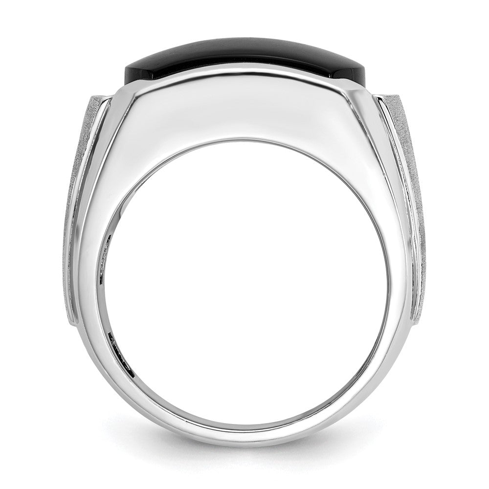 14k White Gold IBGoodman Men's Polished & Satin Onyx & Diamond Ring