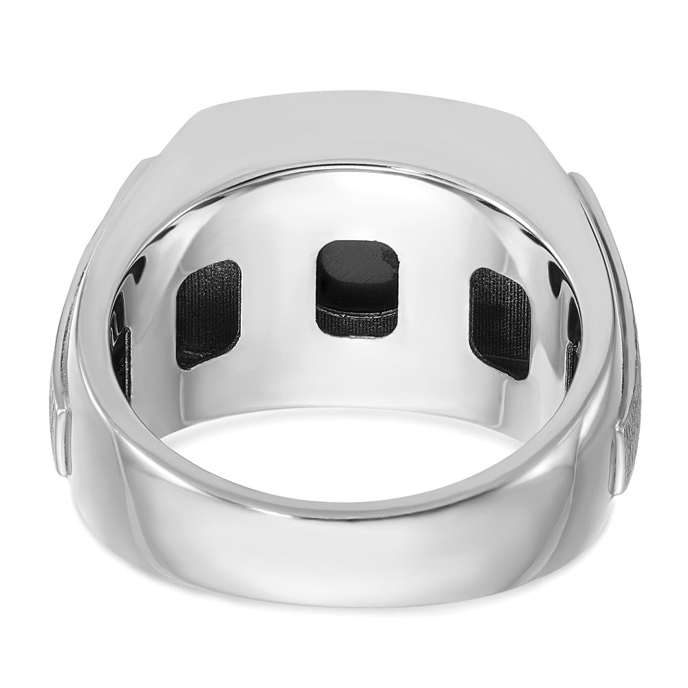 14k White Gold IBGoodman Men's Satin Gemstone Ring Mounting