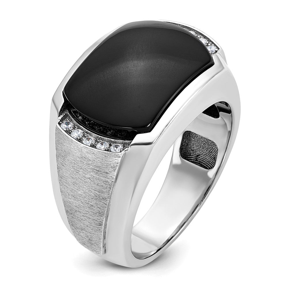 14k White Gold IBGoodman Men's Satin Gemstone Ring Mounting