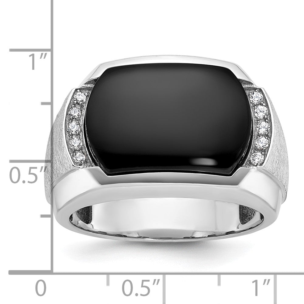14k White Gold IBGoodman Men's Polished & Satin Onyx & Diamond Ring