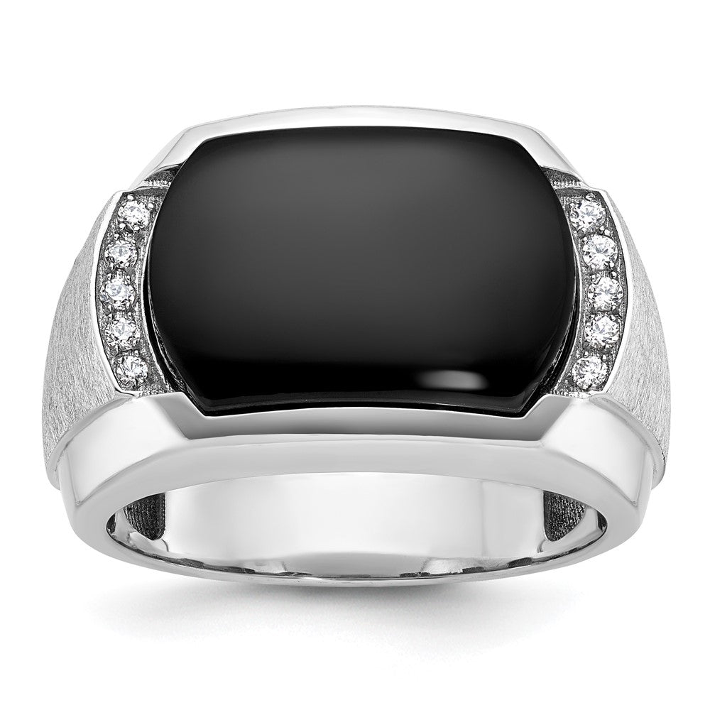 14k White Gold IBGoodman Men's Satin Gemstone Ring Mounting
