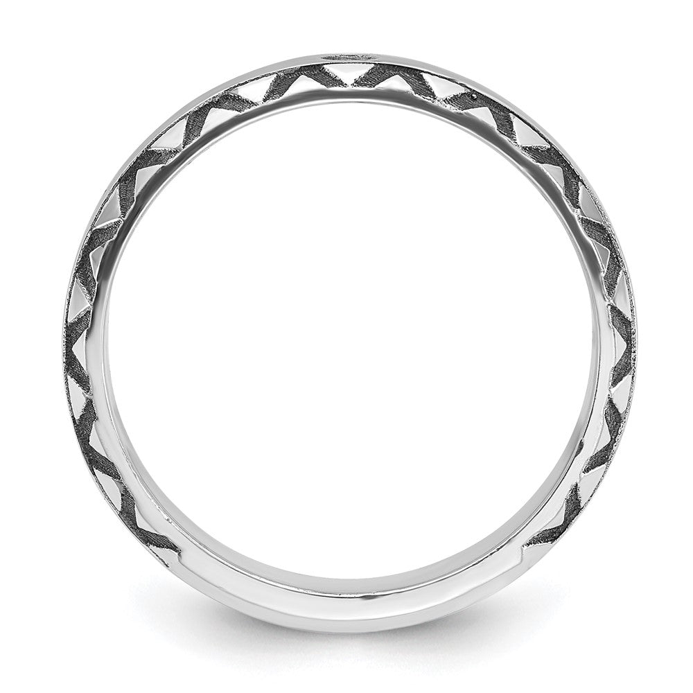 14k White Gold IBGoodman Men's w/Black Rhod Satin Diamond Complete Ring