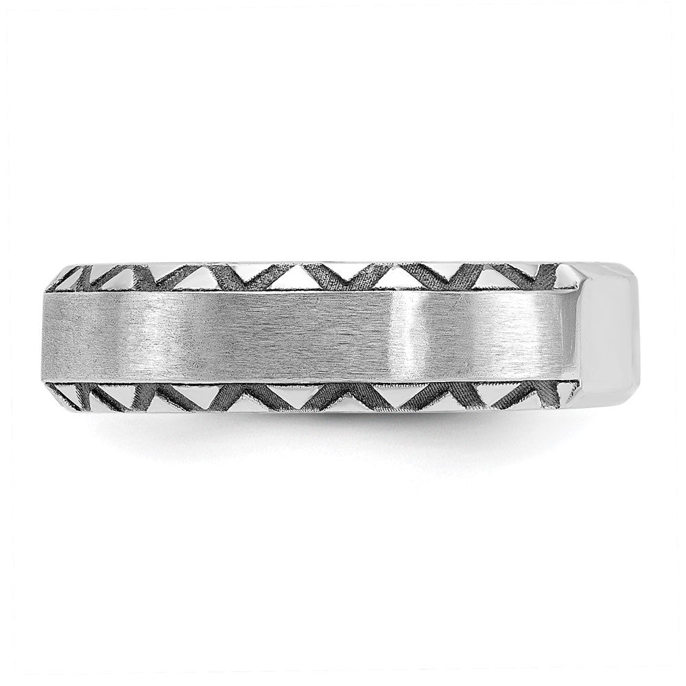 14k White Gold IBGoodman Men's w/Black Rhod Satin Diamond Complete Ring