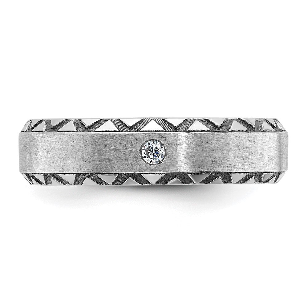 14k White Gold IBGoodman Men's w/Black Rhod Satin Diamond Complete Ring