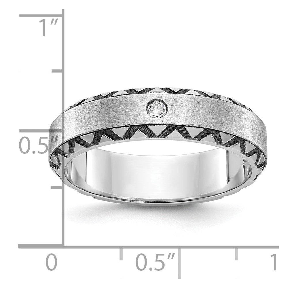 14k White Gold IBGoodman Men's w/Black Rhod Satin Diamond Complete Ring