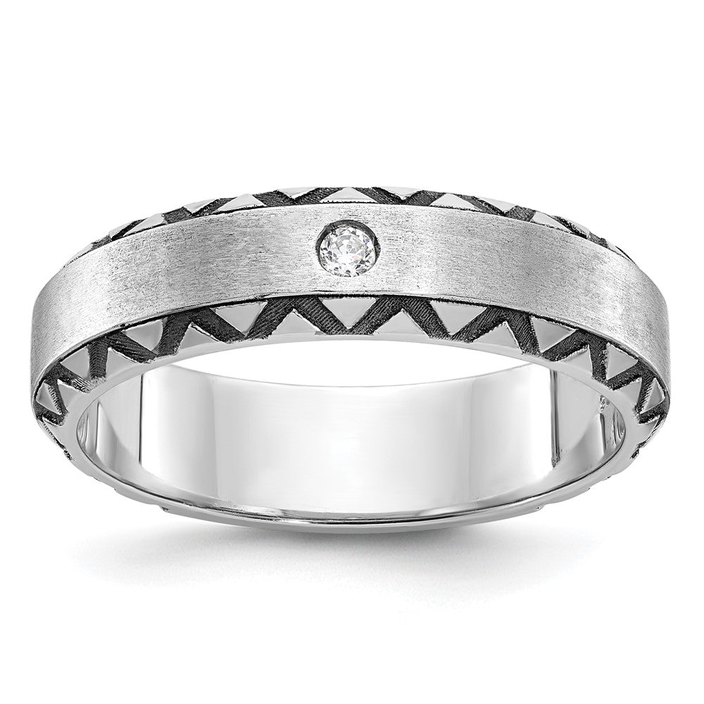 14k White Gold IBGoodman Men's w/Black Rhod Satin Diamond Complete Ring
