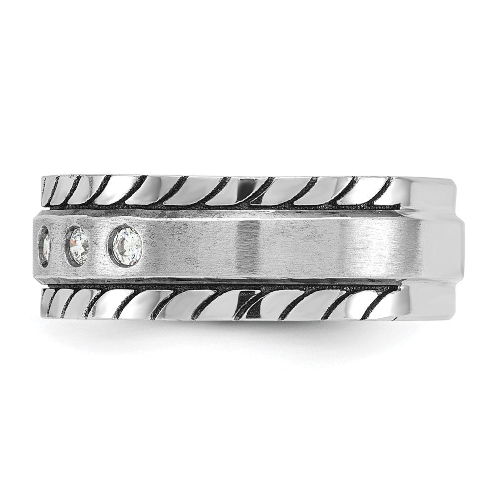 14k White Gold IBGoodman Men's Polished/Satin Diamond Complete Ring