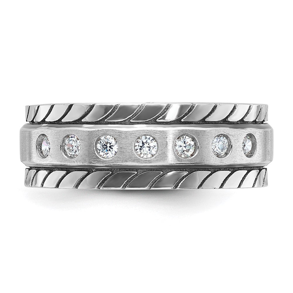 14k White Gold IBGoodman Men's Polished/Satin Diamond Complete Ring
