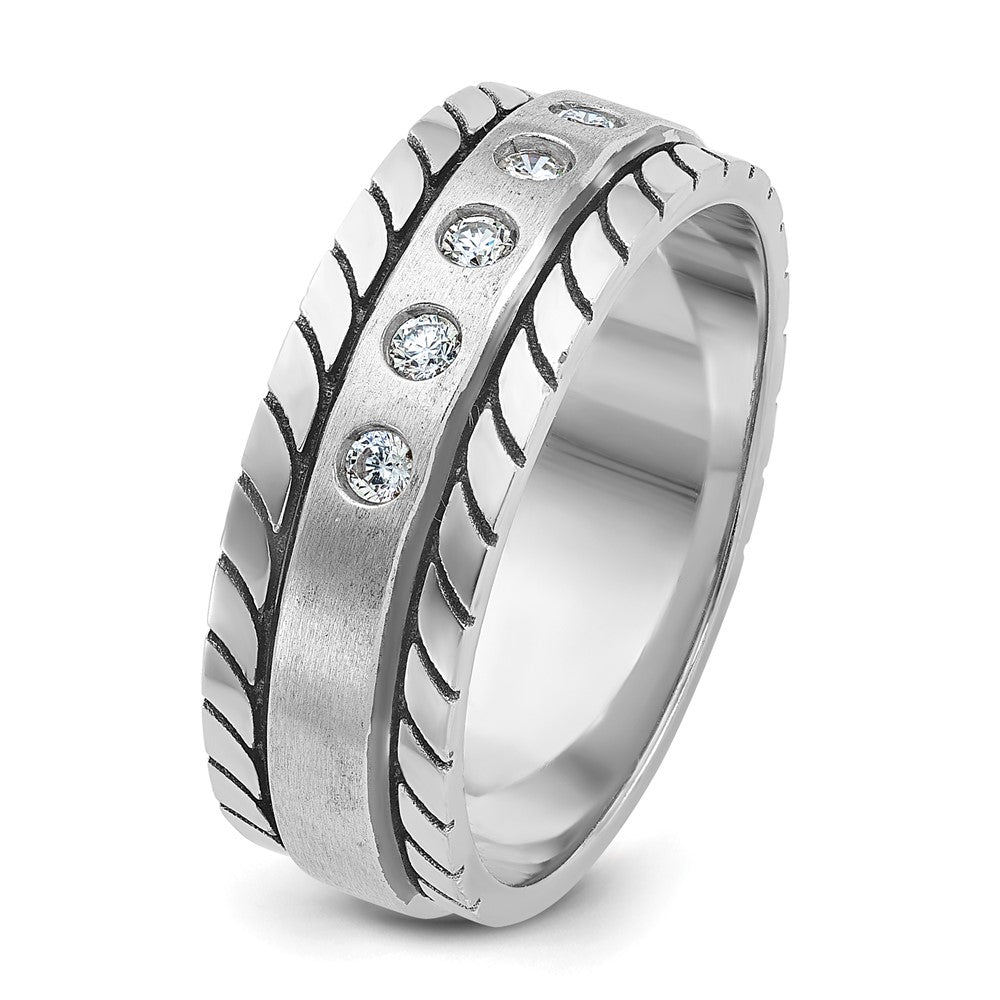 14k White Gold IBGoodman Men's Polished/Satin Diamond Ring Mounting
