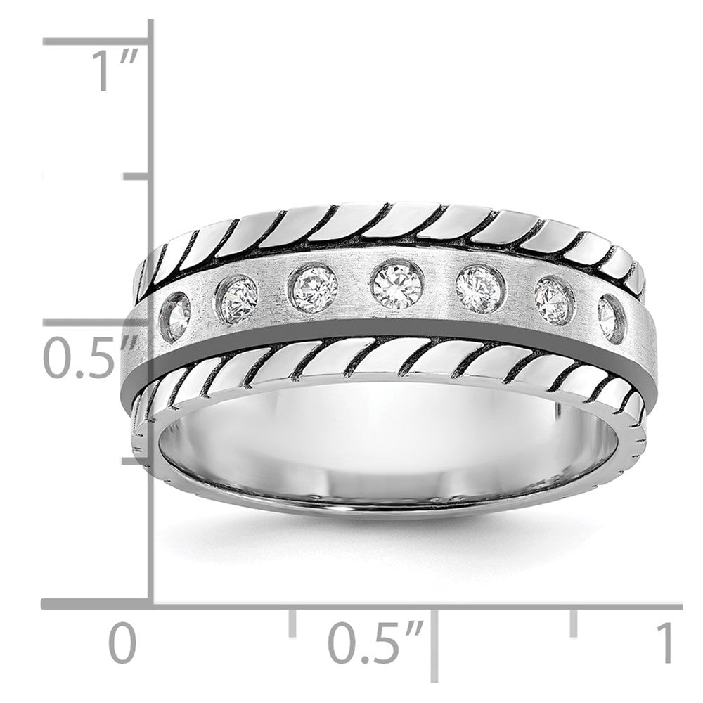 14k White Gold IBGoodman Men's Polished/Satin Diamond Complete Ring