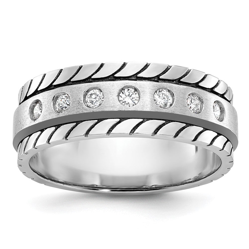 14k White Gold IBGoodman Men's Polished/Satin Diamond Ring Mounting