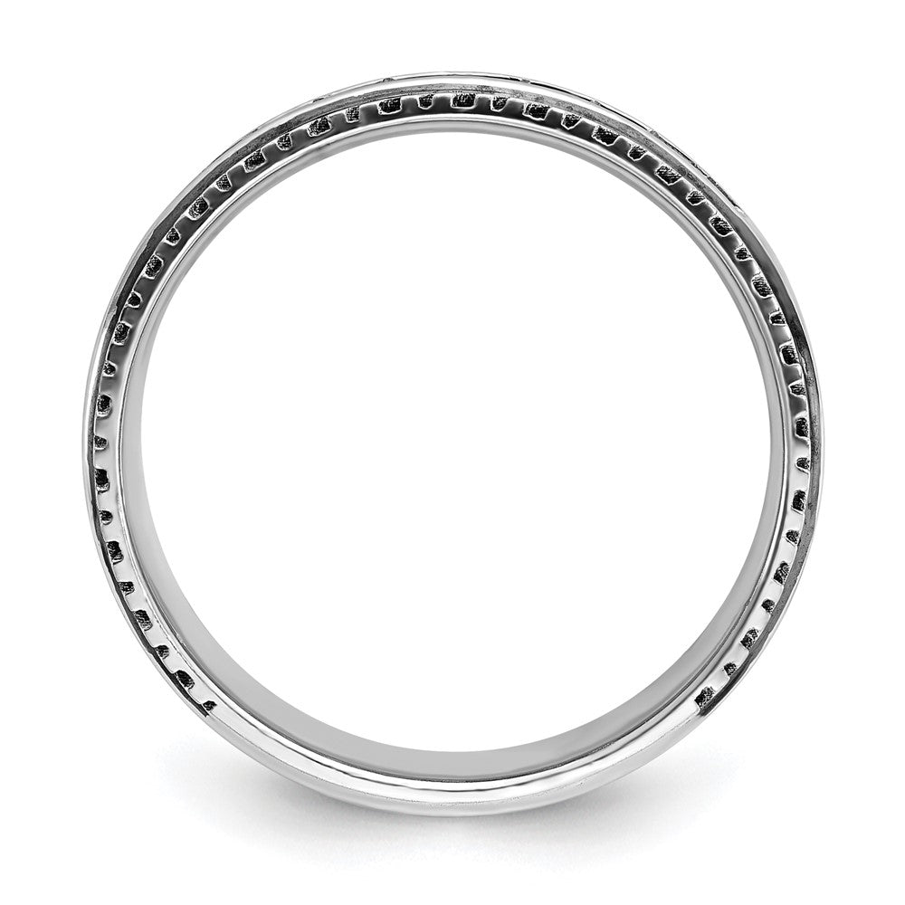 14kw w/ Black RH IBGoodman Men's Polished Satin Grooved Diamond Ring