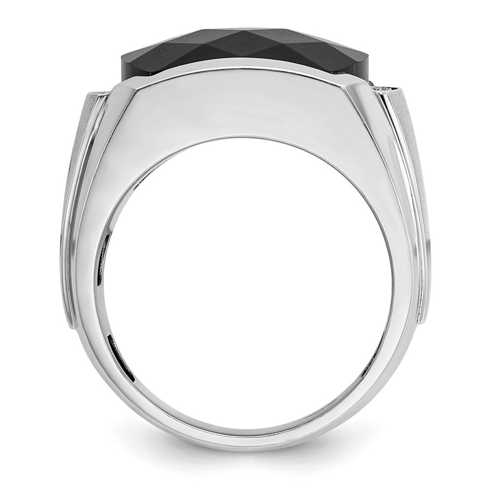14kw IBGoodman Men's Polished & Satin Faceted Onyx & Diamond Ring