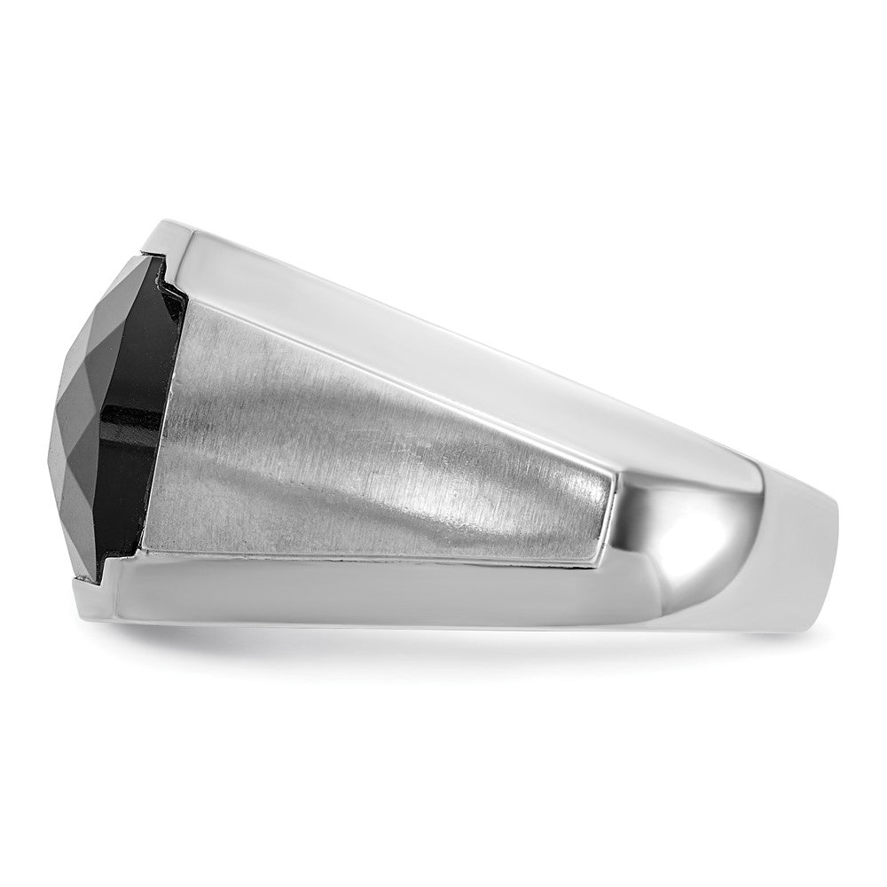 14kw IBGoodman Men's Polished & Satin Faceted Onyx & Diamond Ring