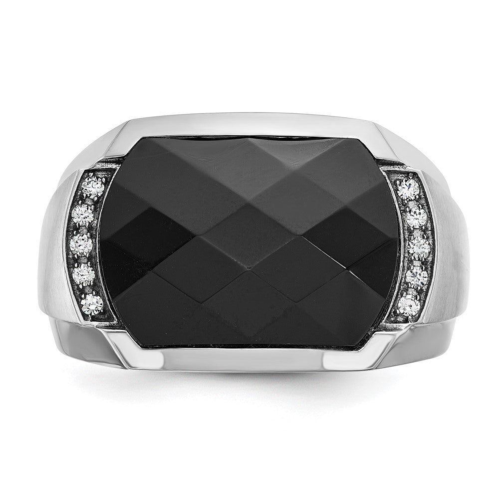 14k White Gold IBGoodman Men's Satin Gemstone Ring Mounting