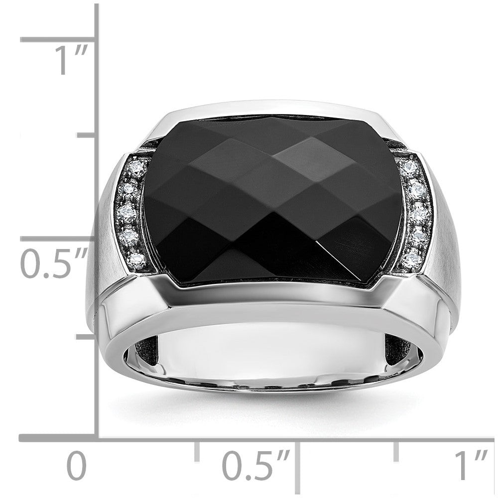 14k White Gold IBGoodman Men's Satin Gemstone Ring Mounting