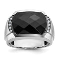 14k White Gold IBGoodman Men's Satin Gemstone Ring Mounting