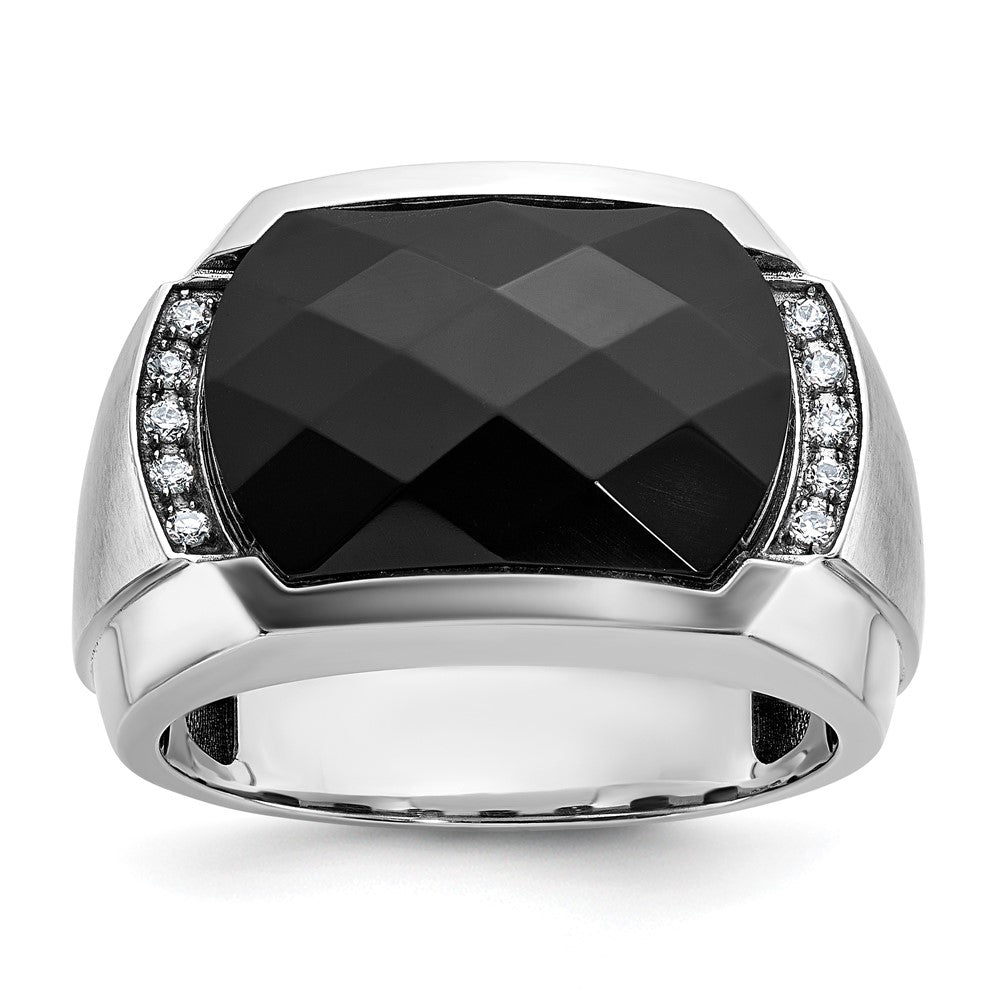 14k White Gold IBGoodman Men's Satin Gemstone Ring Mounting