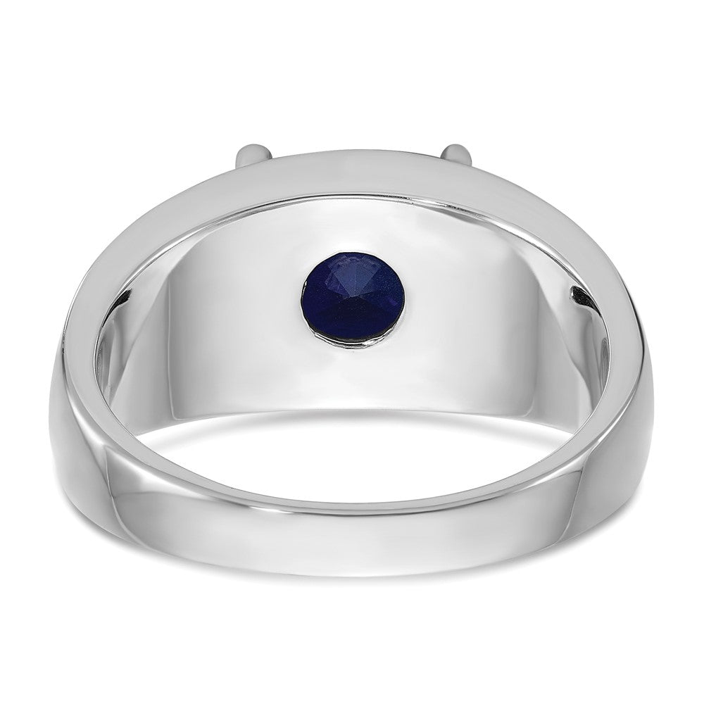 14k White Gold IBGoodman Men's Black Rhodium Created Sapphire Complete Ring