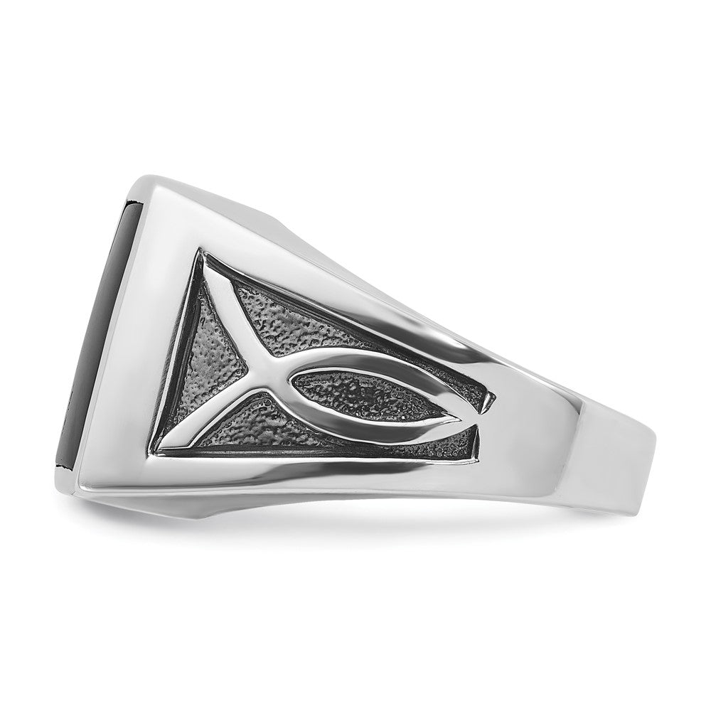 14k White Gold w/Black Rhod IBGoodman Men's Onyx Complete Ring