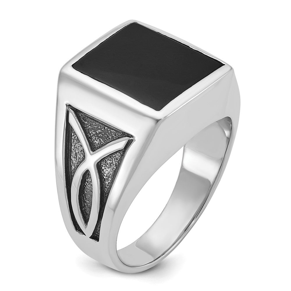 14k White Gold w/Black Rhod IBGoodman Men's Onyx Complete Ring