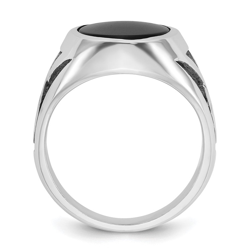 14k White Gold IBGoodman Men's w/Black Rhodium Onyx Complete Ring
