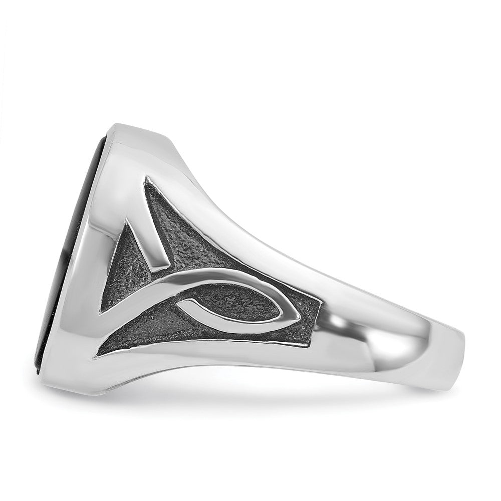 14k White Gold IBGoodman Men's w/Black Rhodium Onyx Complete Ring