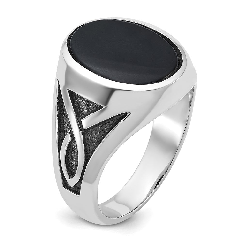 14k White Gold IBGoodman Men's w/Black Rhodium Onyx Complete Ring