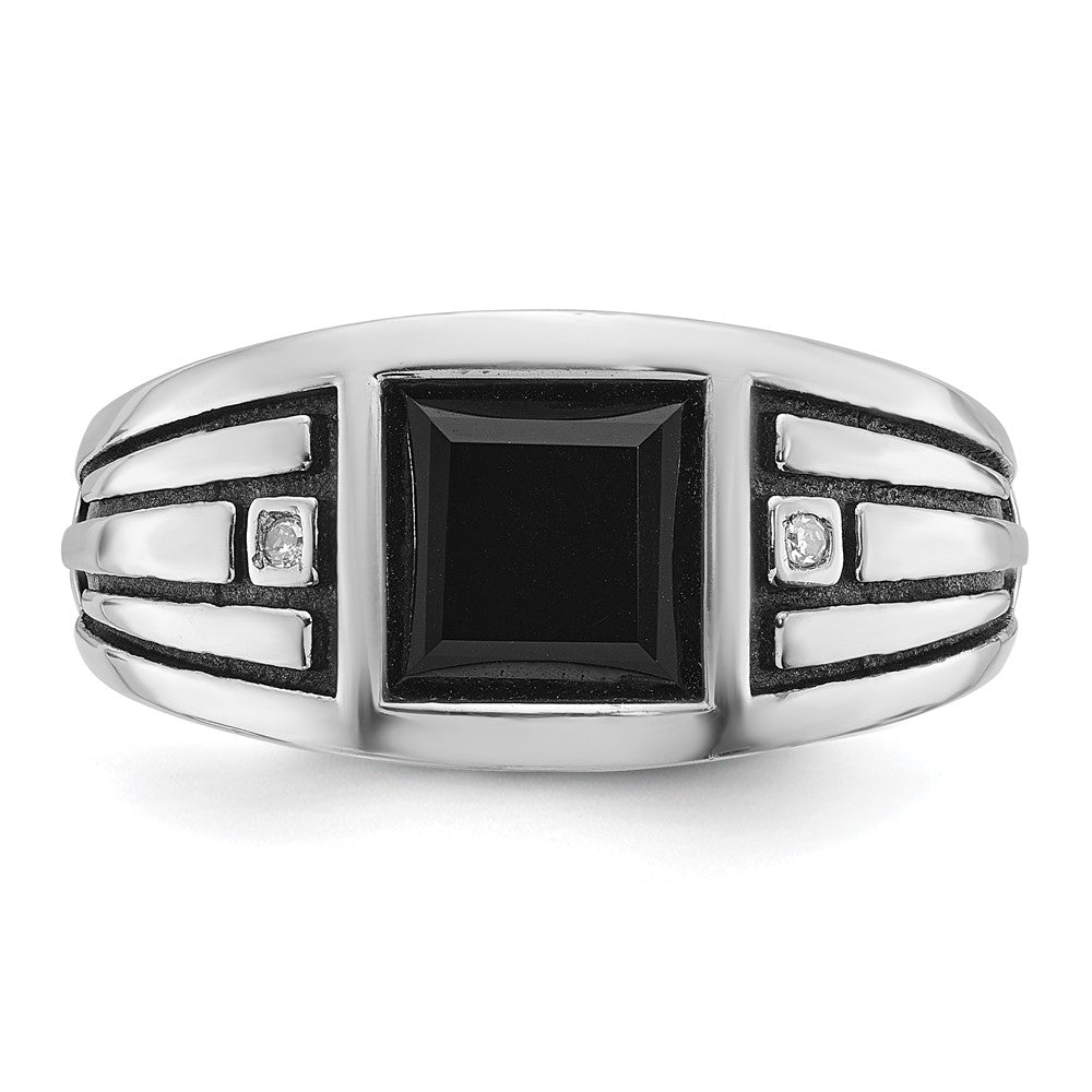 14k White Gold IBGoodman Men's Onyx and Diamond Ring Mounting