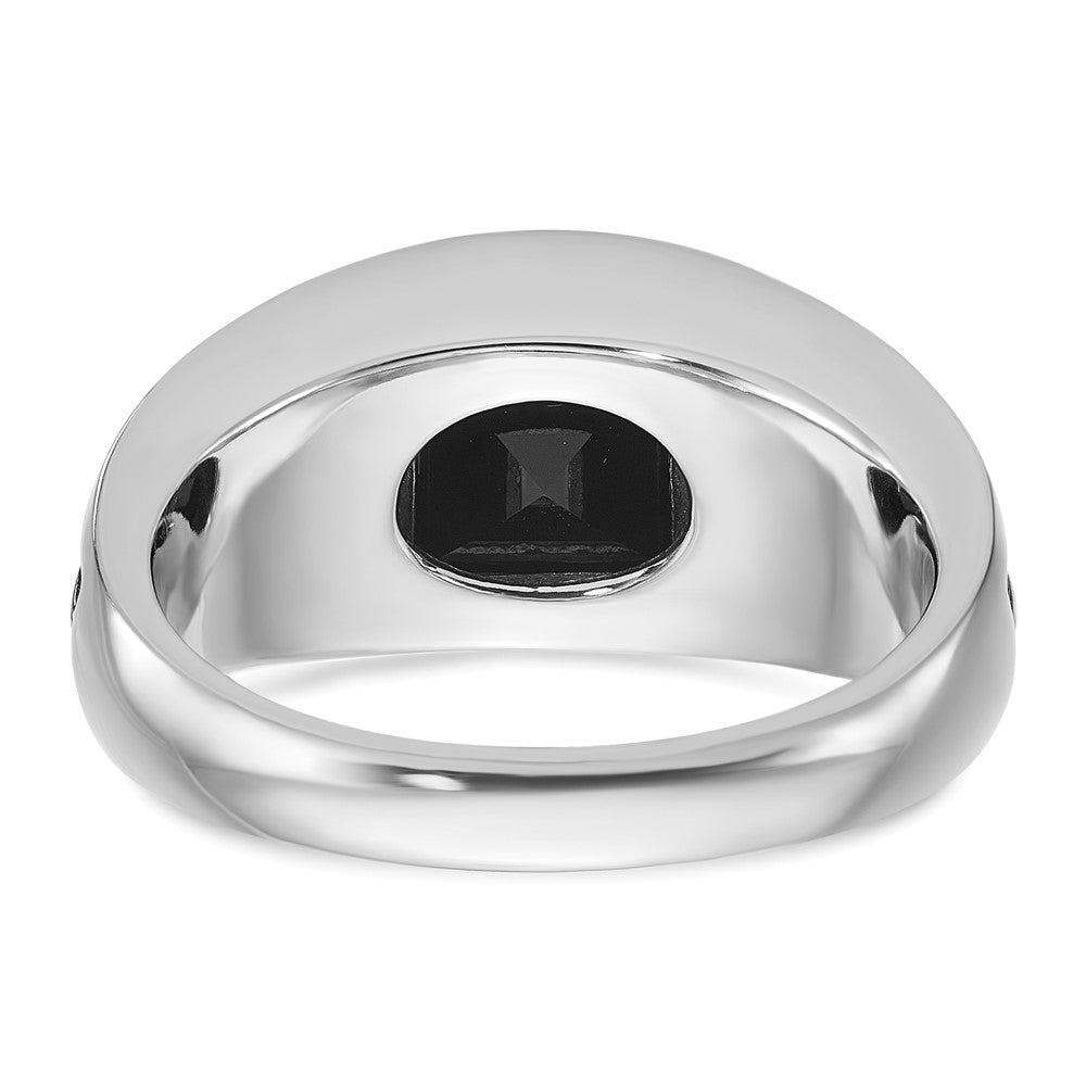 14k White Gold IBGoodman Men's Black Rhodium Onyx and Diamond Complete Ring