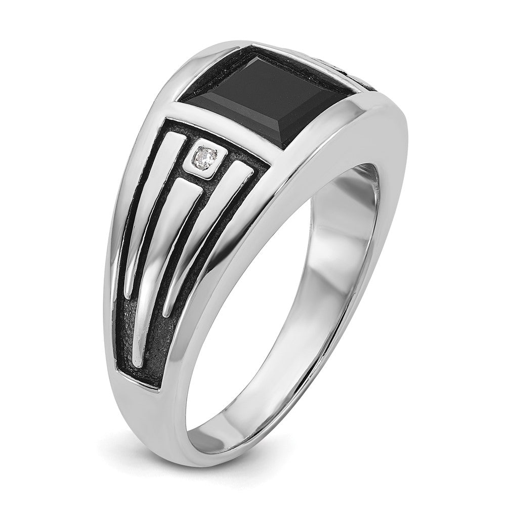 14k White Gold IBGoodman Men's Onyx and Diamond Ring Mounting