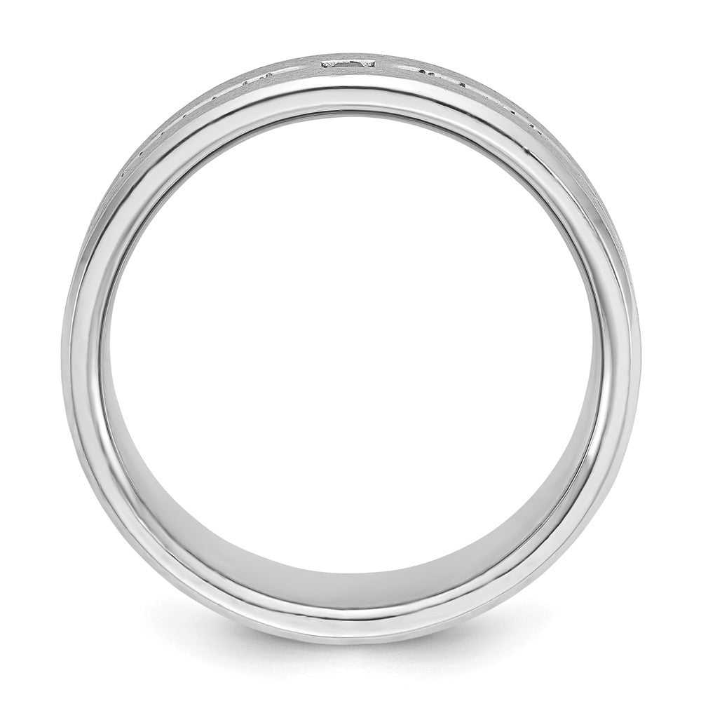 14k White Gold IBGoodman Men's Satin Cr. Sapphire Diamond Complete Ring