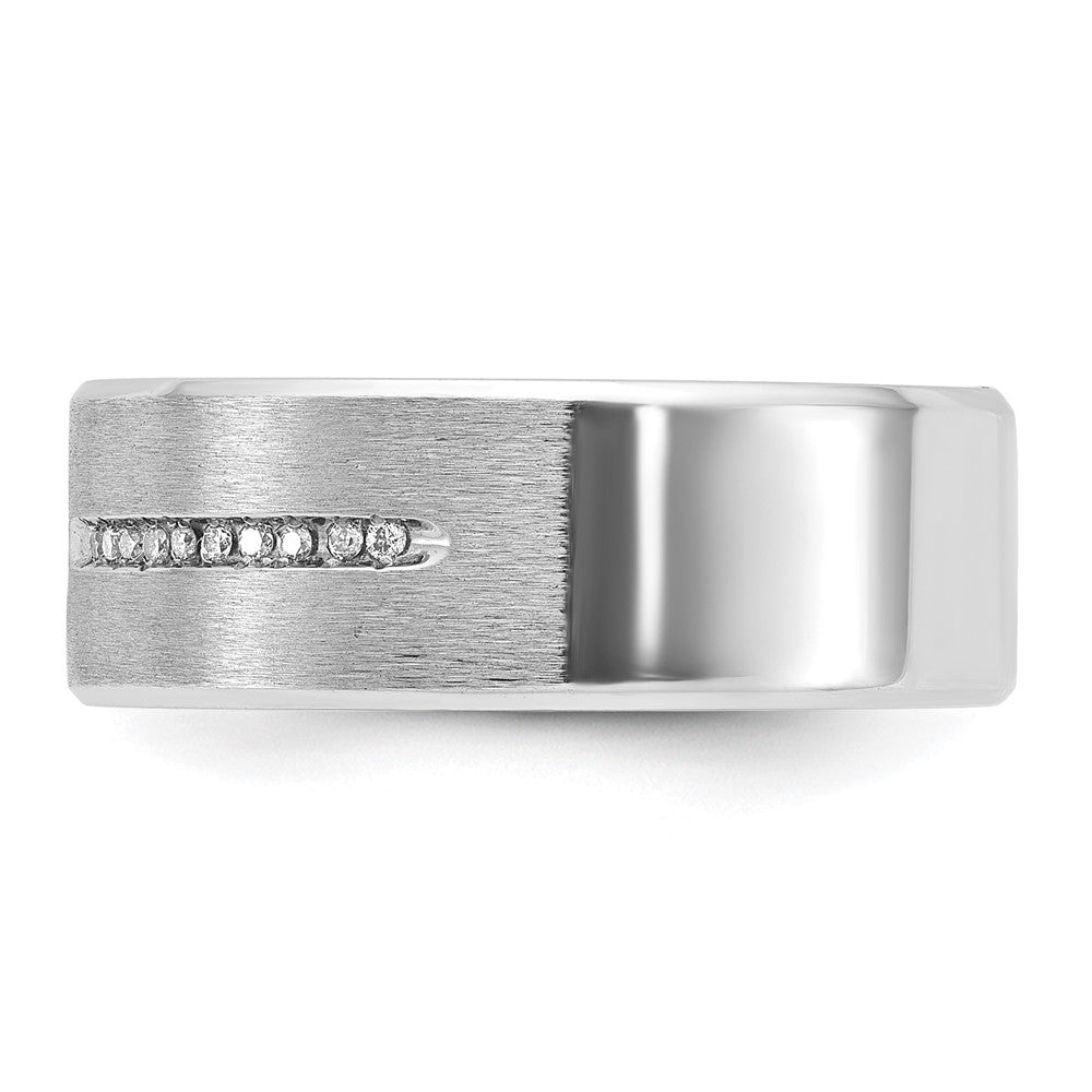 14k White Gold IBGoodman Men's Satin Cr. Sapphire Diamond Complete Ring
