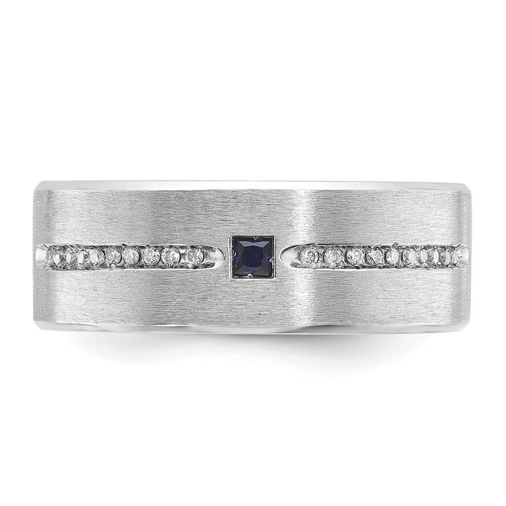 14k White Gold IBGoodman Men's Satin Cr. Sapphire Diamond Ring Mounting
