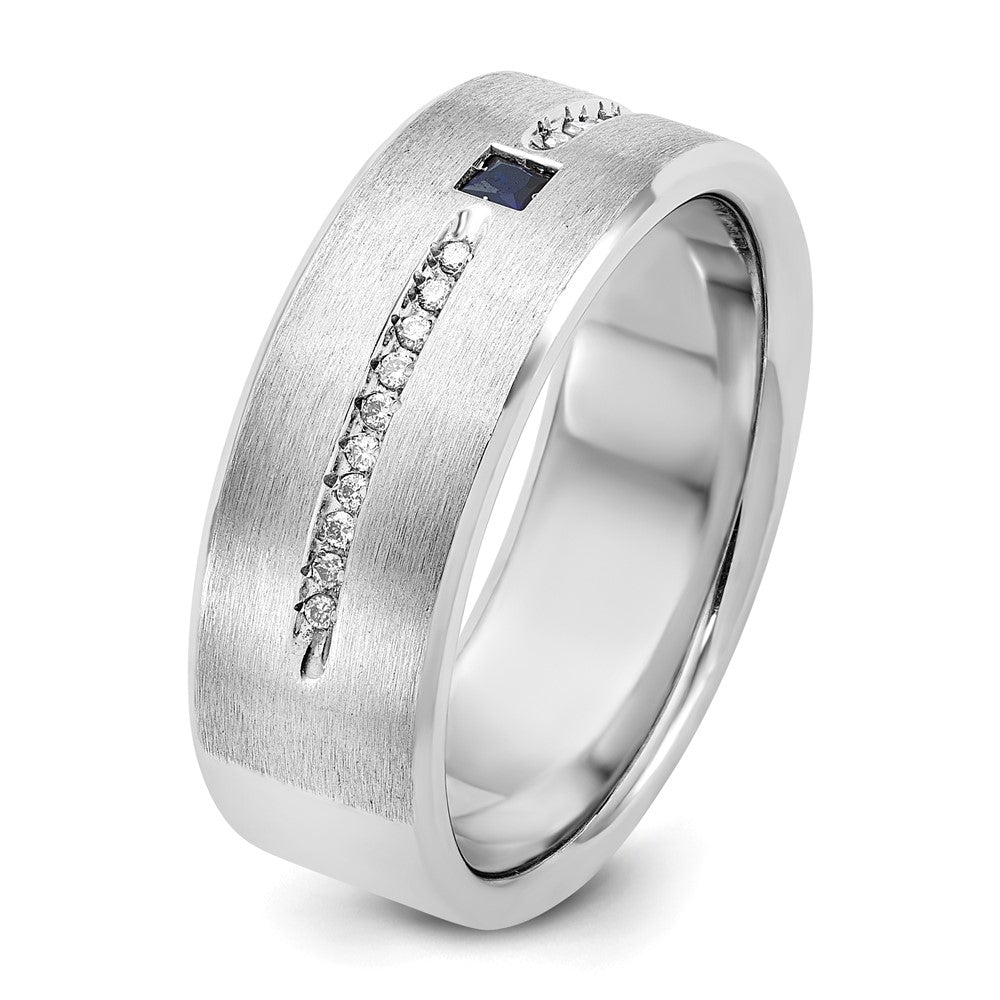 14k White Gold IBGoodman Men's Satin Cr. Sapphire Diamond Ring Mounting