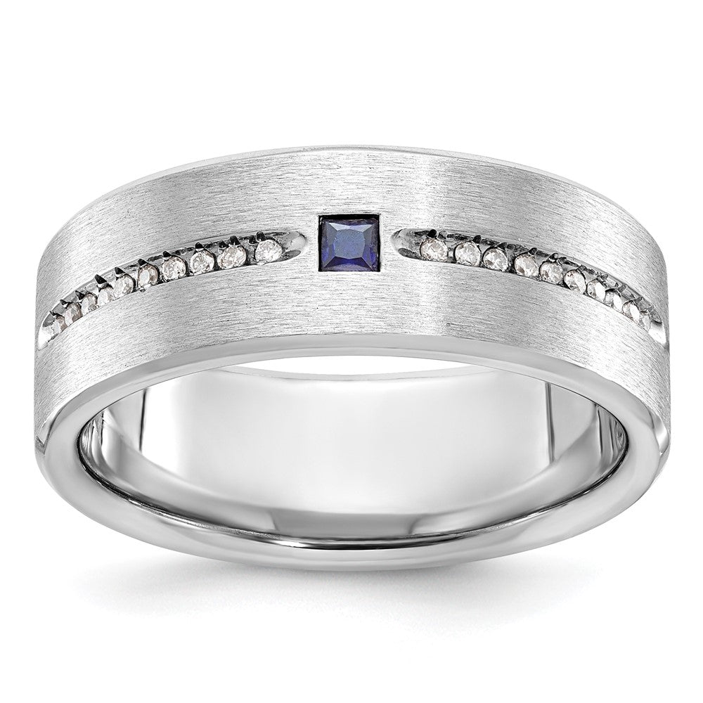14k White Gold IBGoodman Men's Satin Cr. Sapphire Diamond Ring Mounting
