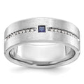 14k White Gold IBGoodman Men's Satin Cr. Sapphire Diamond Ring Mounting