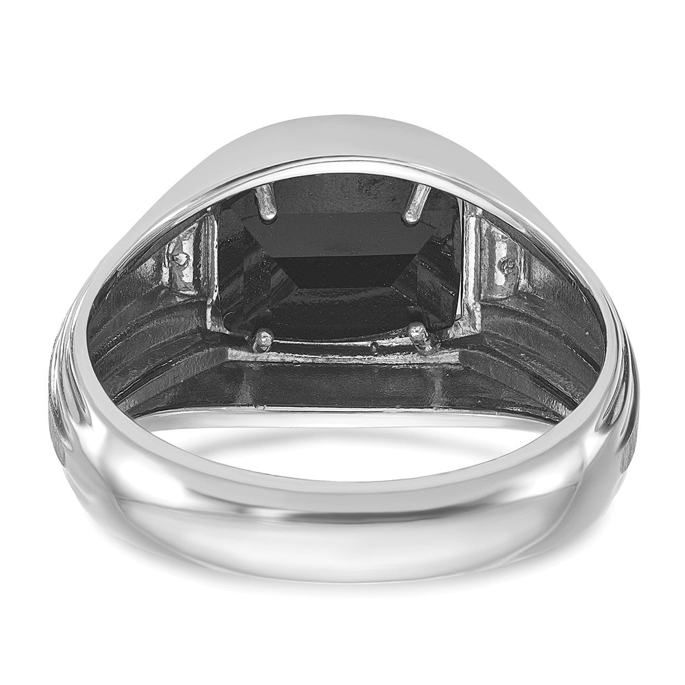 14k White Gold IBGoodman Men's Satin Onyx and Diamond Complete Ring