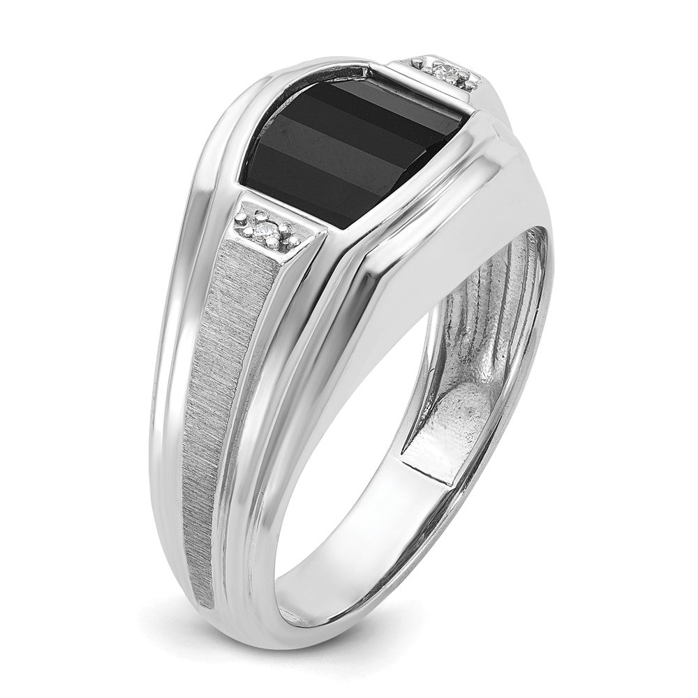 14k White Gold IBGoodman Men's Satin Onyx and Diamond Ring Mounting