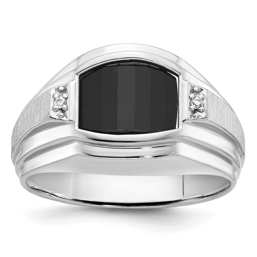 14k White Gold IBGoodman Men's Satin Onyx and Diamond Ring Mounting