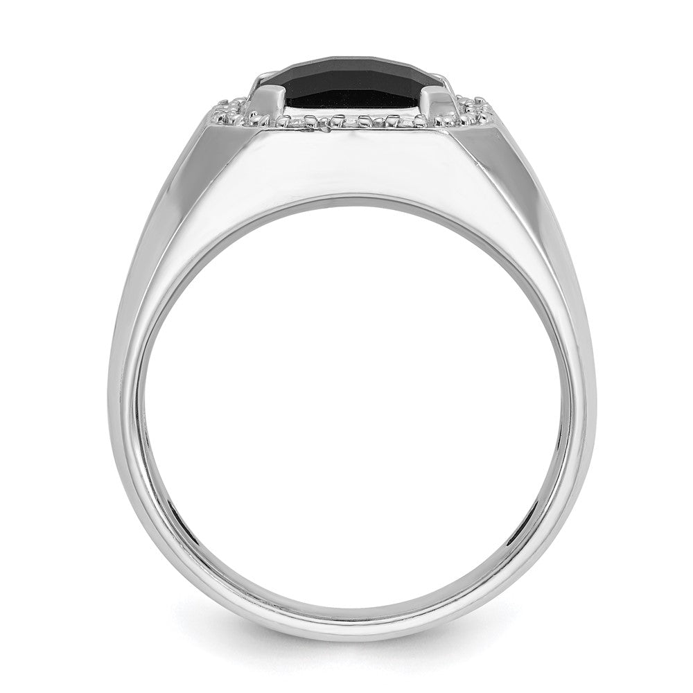 14k White Gold IBGoodman Men's Onyx and Diamond Complete Ring