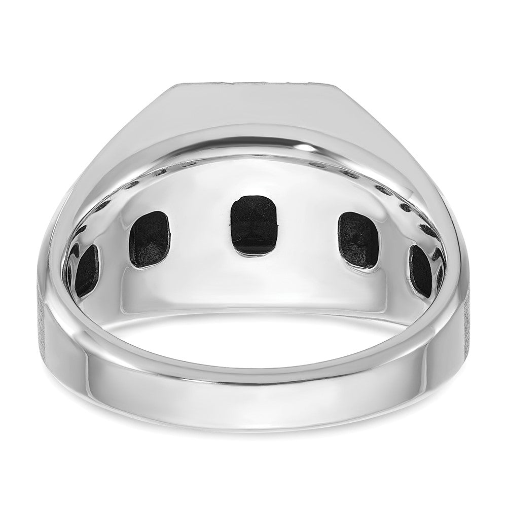 14k White Gold IBGoodman Men's Onyx and Diamond Complete Ring