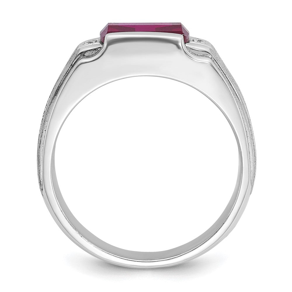 14k White Gold IBGoodman Men's Satin Gemstone and Diamond Ring Mounting