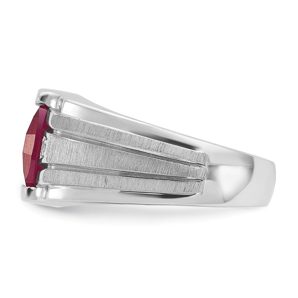 14k White Gold IBGoodman Men's Satin Gemstone and Diamond Ring Mounting