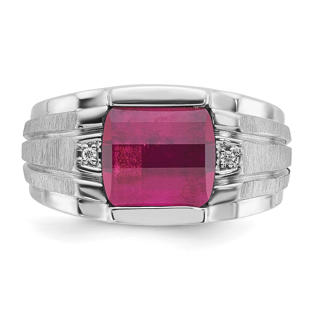 14k White Gold IBGoodman Men's Satin Gemstone and Diamond Ring Mounting